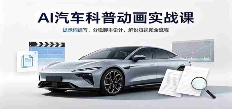 AI汽车科普动画实战课:提示词编写,分镜脚本设计,解说短视频全流程-有道网创