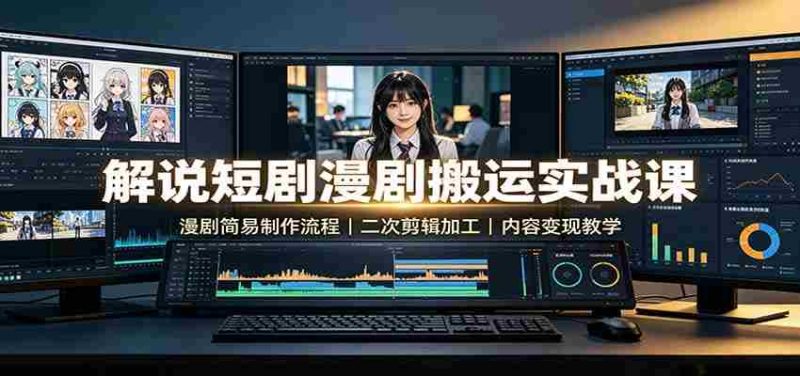 解说短剧漫剧搬运实战课：漫剧简易制作流程，二次剪辑加工，内容变现教学-有道网创