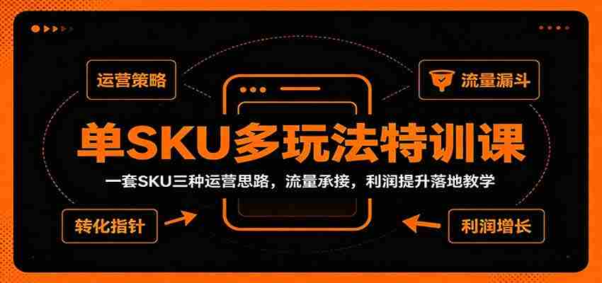 单SKU多玩法特训课：一套SKU三种运营思路，流量承接，利润提升落地教学-有道网创