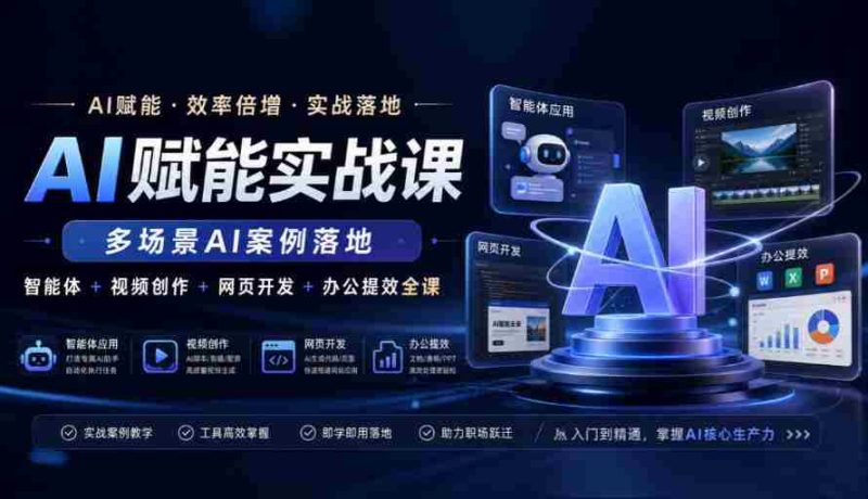 AI赋能实战课,多场景AI案例落地,智能体+视频创作+网页开发+办公提效全课-有道网创