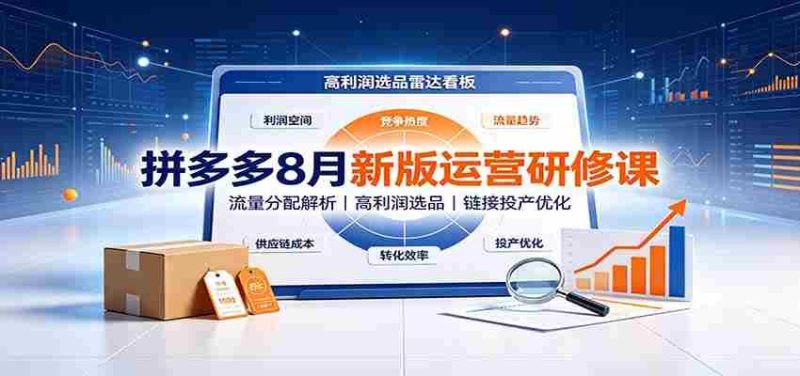 拼多多8月新版运营研修课：流量分配解析，高利润选品，链接投产优化-有道网创