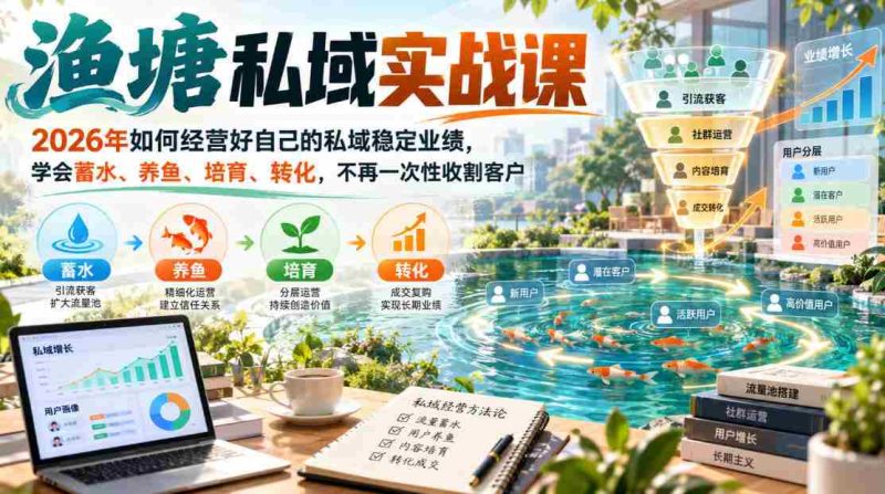 2026年渔塘私域经营秘籍:构建稳定业绩,掌握蓄水养鱼之道,告别客户一次性消费-有道网创