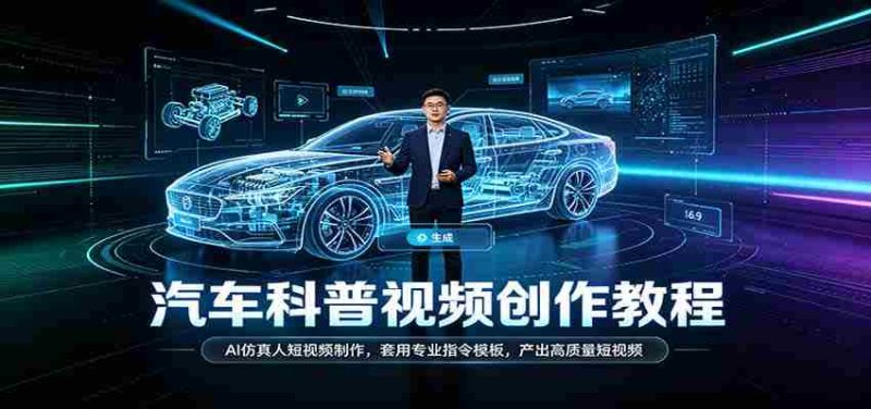 汽车科普视频创作教程:AI仿真人短视频制作,套用专业指令模板,产出高质量短视频-有道网创