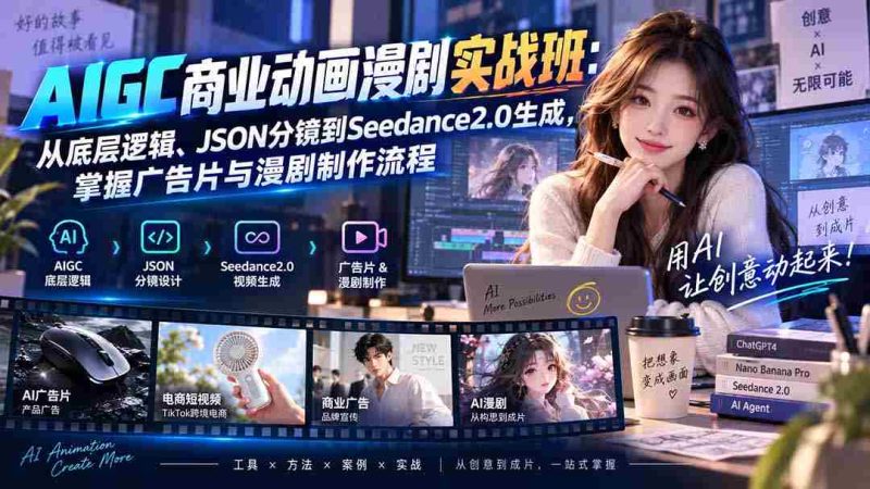 (20268期)AIGC商业动画漫剧实战班-更新:从底层逻辑、JSON分镜到Seedance2.0生成,掌握广告片与漫剧制作流程-有道网创