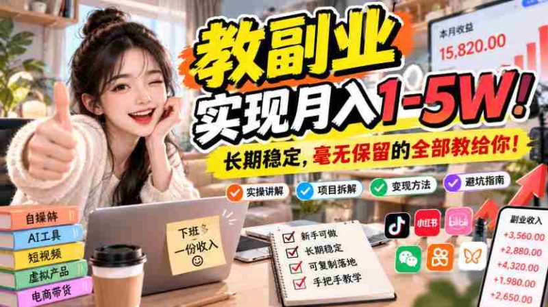 揭秘:掌握“副业教学”秘籍,轻松月入万元!稳定收入,倾囊相授,尽在其中!-有道网创