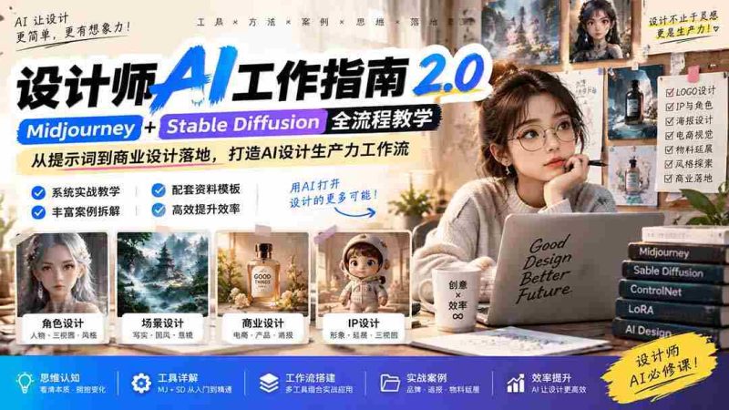 AI赋能设计艺术:设计师进阶宝典2.0 无损版课程》——思维与实操结合,释放设计潜能-有道网创