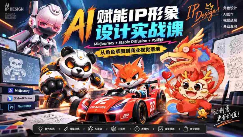 探索AI助力下的IP形象设计技巧:零水印教学,掌握Midjourney、Stable Diffusion与PS的完美融合-有道网创