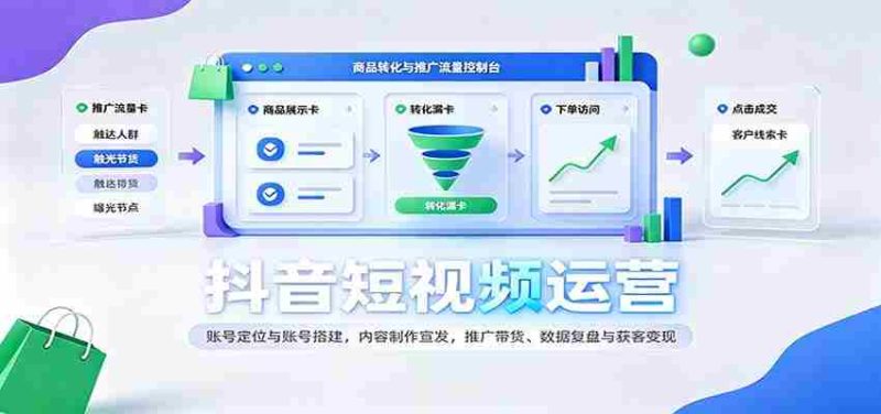 揭秘抖音运营之道：精准定位搭建账号，创意内容制作与推广，带货技巧解析及数据复盘变现攻略-有道网创
