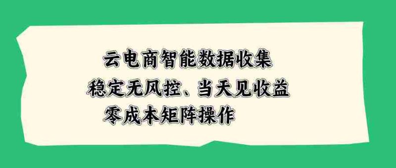 (20197期)云电商智能数据收集,稳定无风控,当天见收益,零成本矩阵操作-有道网创