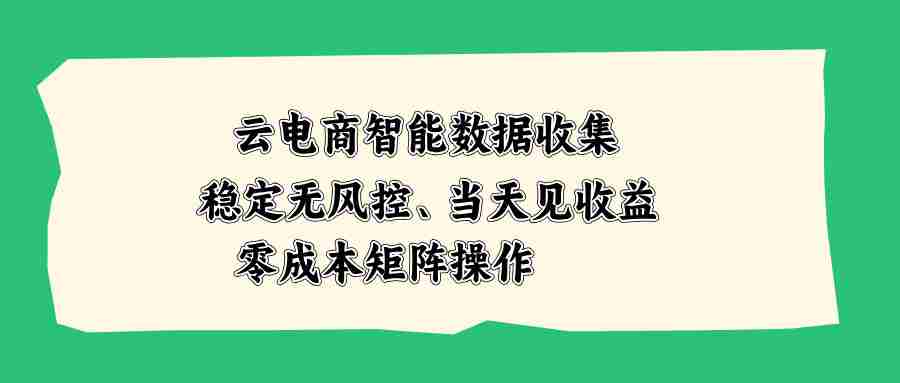 （20197期）云电商智能数据收集，稳定无风控，当天见收益，零成本矩阵操作-有道网创