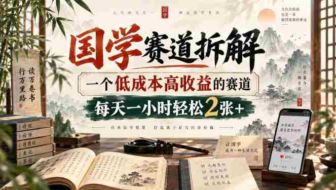 国学赛道拆解，一个低成本高收益的赛道，每天一小时轻松2张+-有道网创