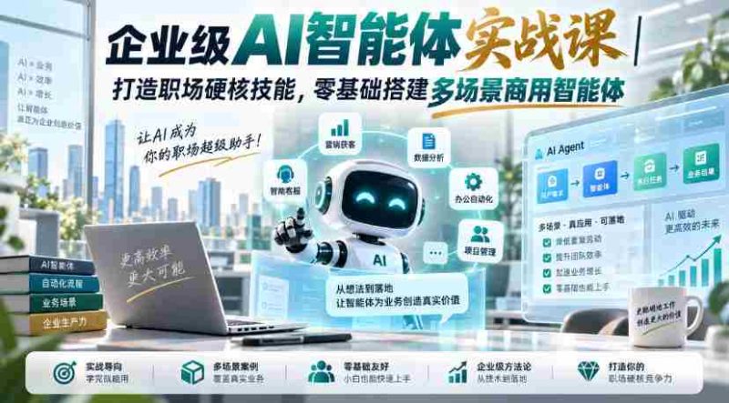 企业级AI智能体实战课|打造职场硬核技能,零基础搭建多场景商用智能体-有道网创