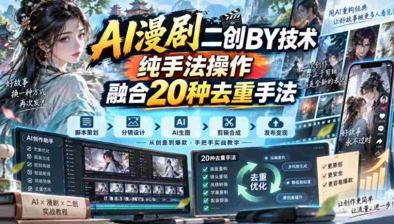 揭秘AI技术与20重去重秘籍：漫剧二创搬运的纯手法之道-有道网创