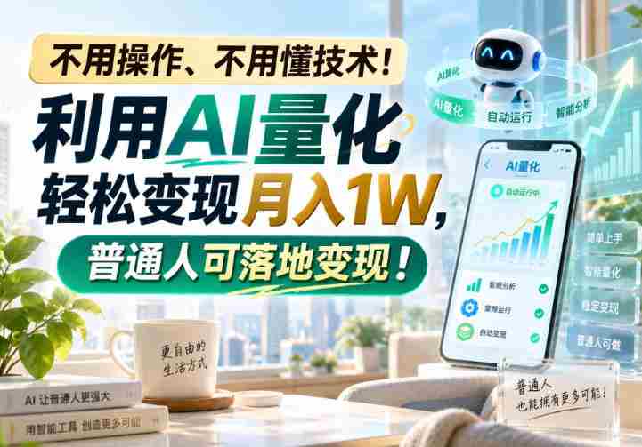 利用AI量化轻松变现月入1W，普通人可落地变现，不用操作、不用懂技术！-有道网创