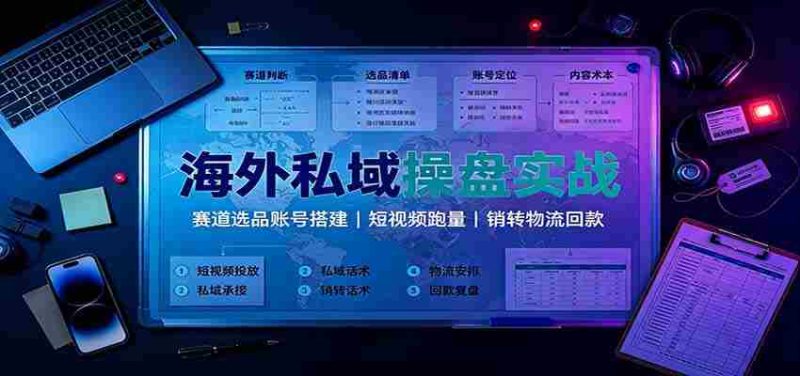 海外私域操盘实战:赛道选品账号搭建,短视频跑量,销转物流回款-有道网创