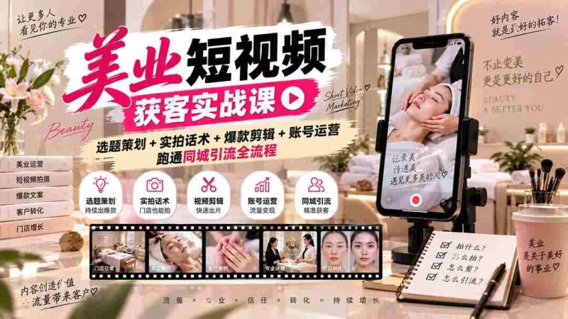 短视频美业吸粉攻略:揭秘无水印内容制作,从选题到运营,一站式掌握同城引流技巧-有道网创