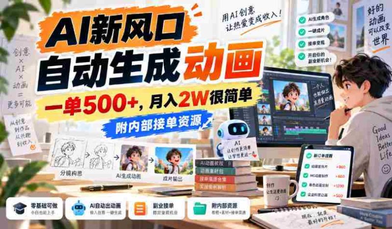 探索AI动画生成前沿，单笔收益过五千，月薪两万不再是梦，独家接单渠道大揭秘！-有道网创