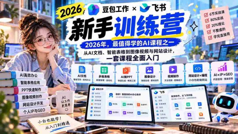 2026豆包职场启航,飞书新手特训营9月新篇章:AI文档、智能表格,图像视频,网站设计,一站式课程助你轻松入门-有道网创