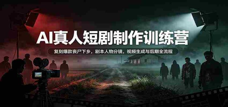 AI真人短剧制作训练营:复刻爆款丧尸下乡,剧本人物分镜,视频生成与后期全流程-有道网创