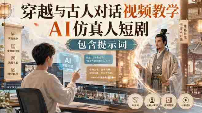 穿越与古人对话视频教学,AI仿真人短剧,包含提示词-有道网创