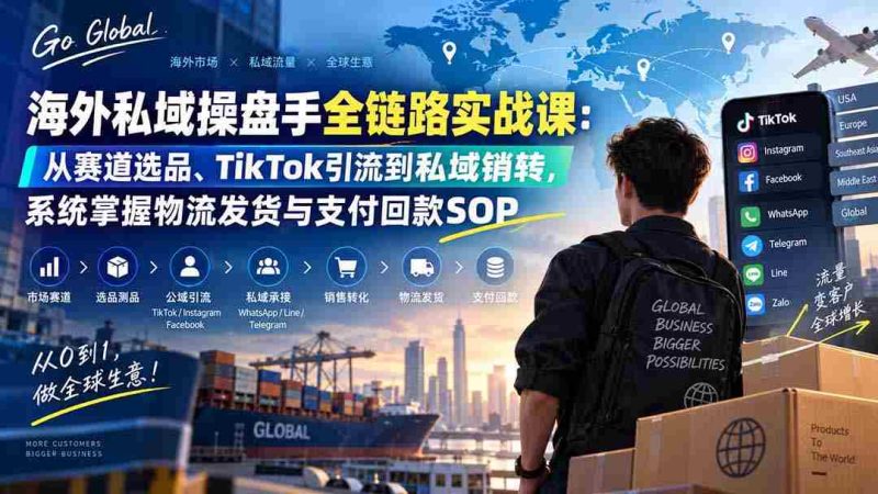 (20255期)海外私域操盘手全链路实战课:从赛道选品、TikTok引流到私域销转,系统掌握物流发货与支付回款SOP-有道网创
