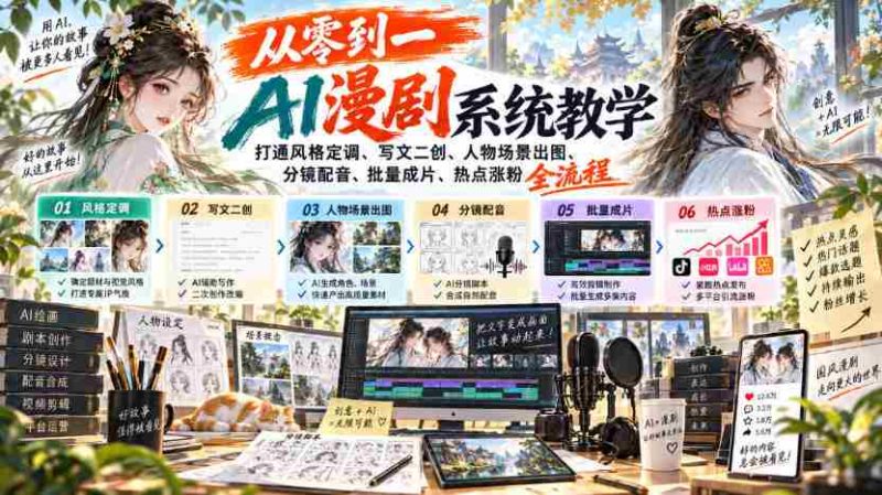 探索AI助手的神奇之旅:零基础打造个人漫剧,涵盖风格塑造、剧本创作、角色场景绘制、镜头剪辑、配音制作及热门话题引流全攻略-有道网创