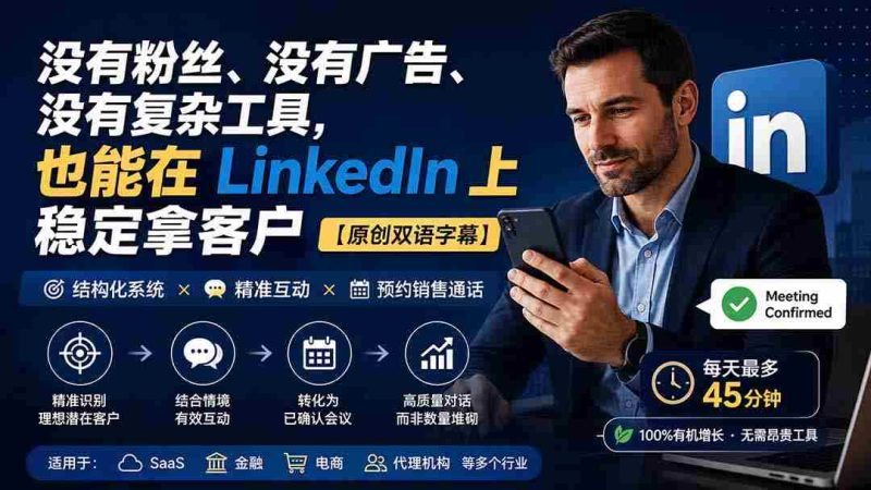(20220期)没有粉丝、没有广告、没有复杂工具,也能在 LinkedIn 上稳定拿客户【原创双语字幕】-有道网创