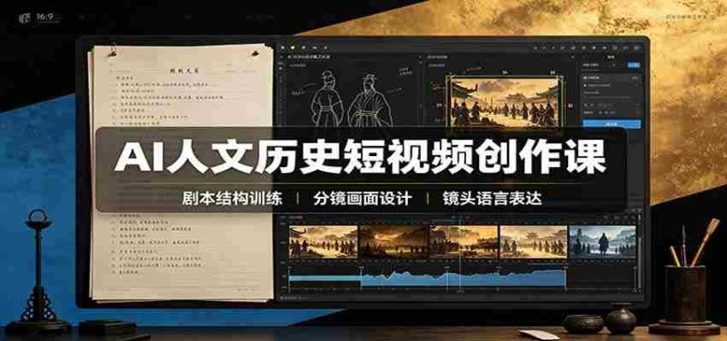 AI人文历史短视频创作课：赛道对标、剧本分镜制图，掌握视频完整产出流程-有道网创