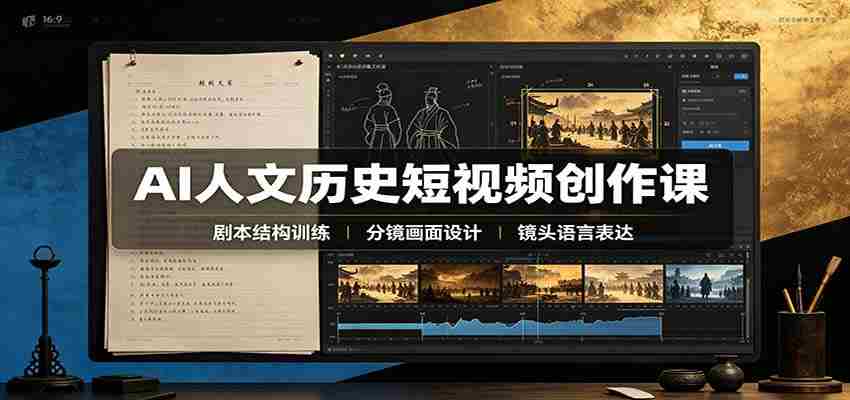 AI人文历史短视频创作课：赛道对标、剧本分镜制图，掌握视频完整产出流程-有道网创