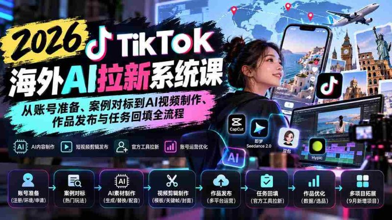 2026年TikTok国际版AI吸粉攻略:全方位揭秘账号搭建、热门案例学习、AI视频制作及发布全攻略-有道网创
