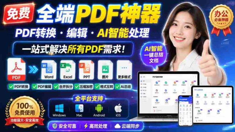 免费全端PDF神器，PDF转换·编辑·AI智能处理，一站式解决所有PDF需求!-有道网创