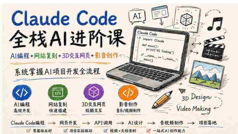 （20188期）Claude Code全栈AI进阶课-更新；AI编程+网站复刻+3D交互网页+影音创作，系统掌握AI项目开发全流程-有道网创