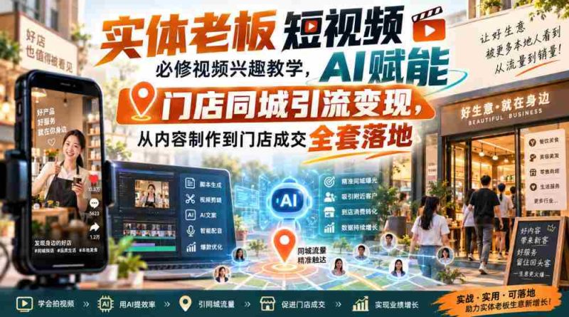 实体老板短视频必修视频兴趣教学，AI赋能门店同城引流变现，AI+短视频+直播打爆实体客流量-有道网创