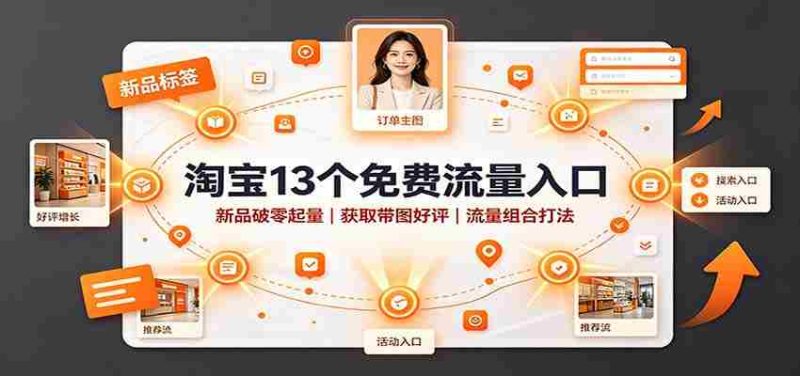 淘宝13个免费流量入口:新品破零起量,获取带图好评,流量组合打法-有道网创