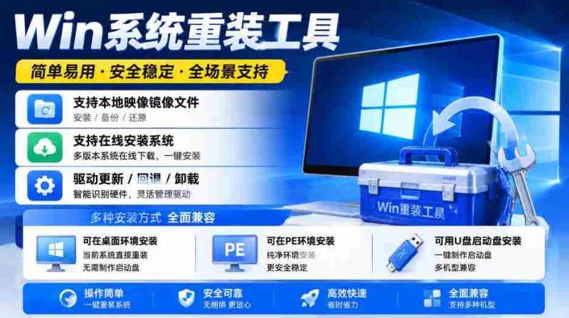 Win系统重装工具,支持本地映像镜像文件安装备份,简单易用-安全稳定-全场景支持-有道网创