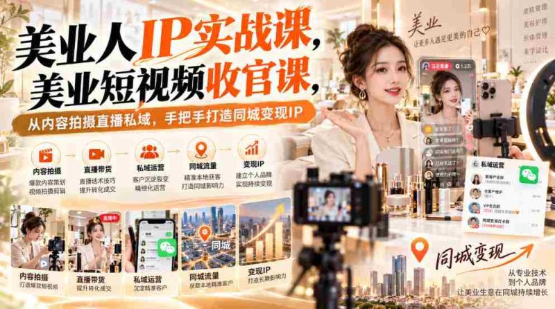 纯享版】美业达人IP养成指南:短视频巅峰之作,全方位指导直播变现,解锁同城影响力密码-有道网创