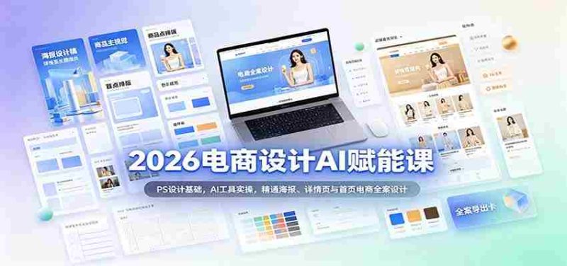 2026电商AI设计赋能教程:PS入门、AI应用技巧,全面掌握电商海报、详情页及首页全案设计-有道网创