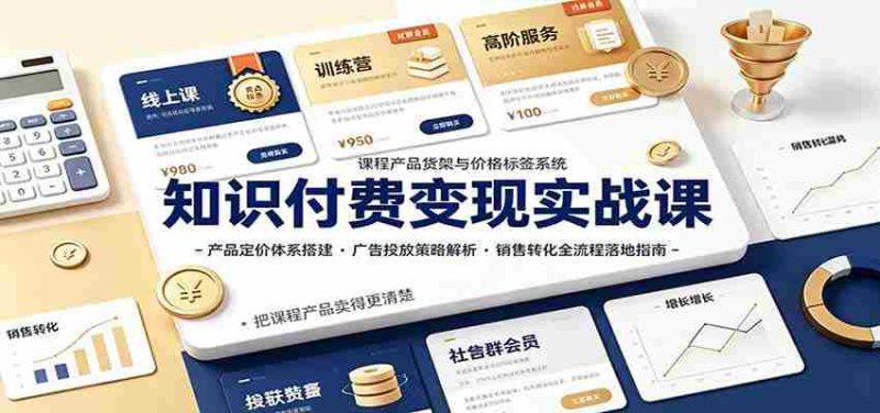 知识付费变现实战课:产品定价体系搭建,广告投放,销售转化全流程落地指南-有道网创