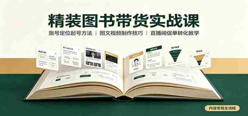 精装图书带货实战课:账号定位起号方法,图文视频制作,促单转化教学-有道网创