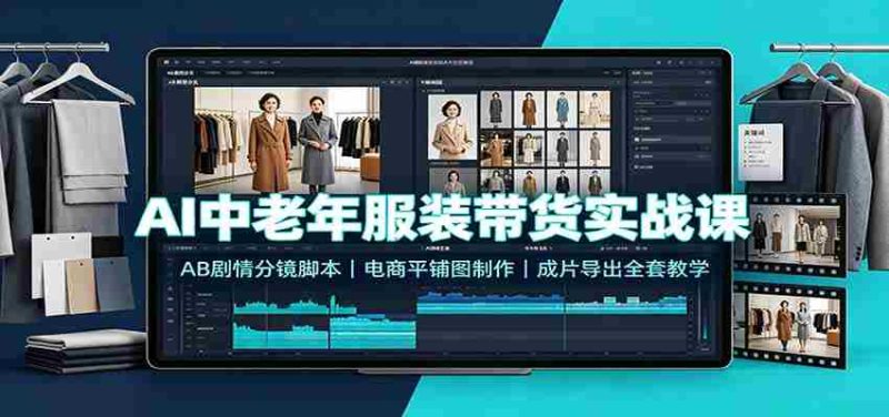 AI中老年服装带货实战课:AB剧情分镜脚本,电商平铺图制作,成片导出全套教学-有道网创