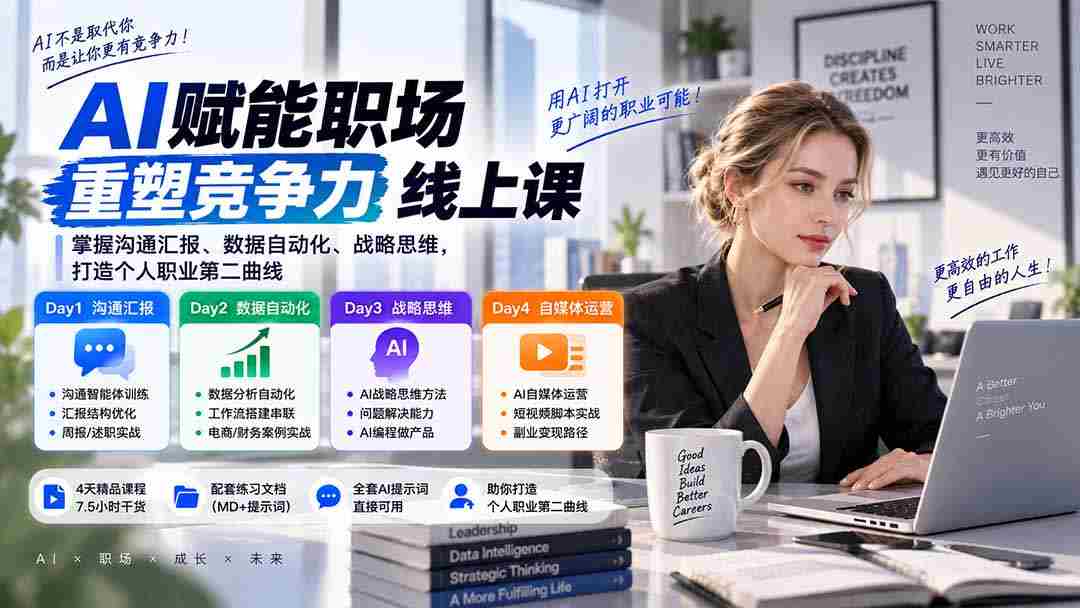 AI赋能职场高效升级：深度解析沟通技巧、数据流程与战略洞察，解锁AI编程与自媒体运营之道-有道网创