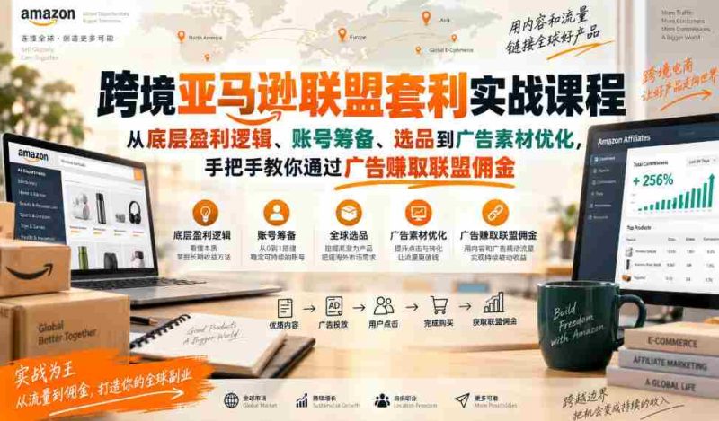 实战攻略：深度揭秘亚马逊跨境联盟盈利秘籍，全面涵盖账号搭建、选品技巧及广告素材优化，助你广告联盟佣金收入轻松提升-有道网创