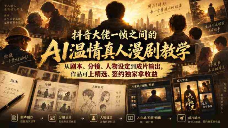 揭秘抖音神作:AI助力真人动画制作全过程,剧本到成品,轻松签约收益!-有道网创