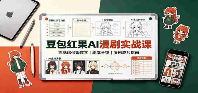 豆包红果AI漫剧实战课:零基础保姆教学,剧本分镜,漫剧成片指南-有道网创