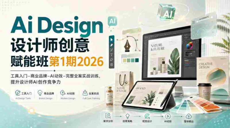 Ai Design设计师创意赋能班第1期2026|工具入门‑商业品牌‑AI动效‑完整全案实战训练,提升设计师AI创作竞争力-有道网创