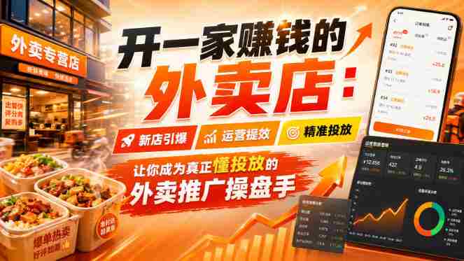 开一家賺钱的外卖店:新店引爆·运营提效·精准投放,让你成为真正懂投放的外卖推广操盘手-有道网创