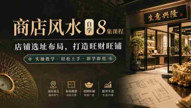 店铺风水布局全攻略：8节自学课程，教你选址秘籍，打造财富磁场实操教学-有道网创