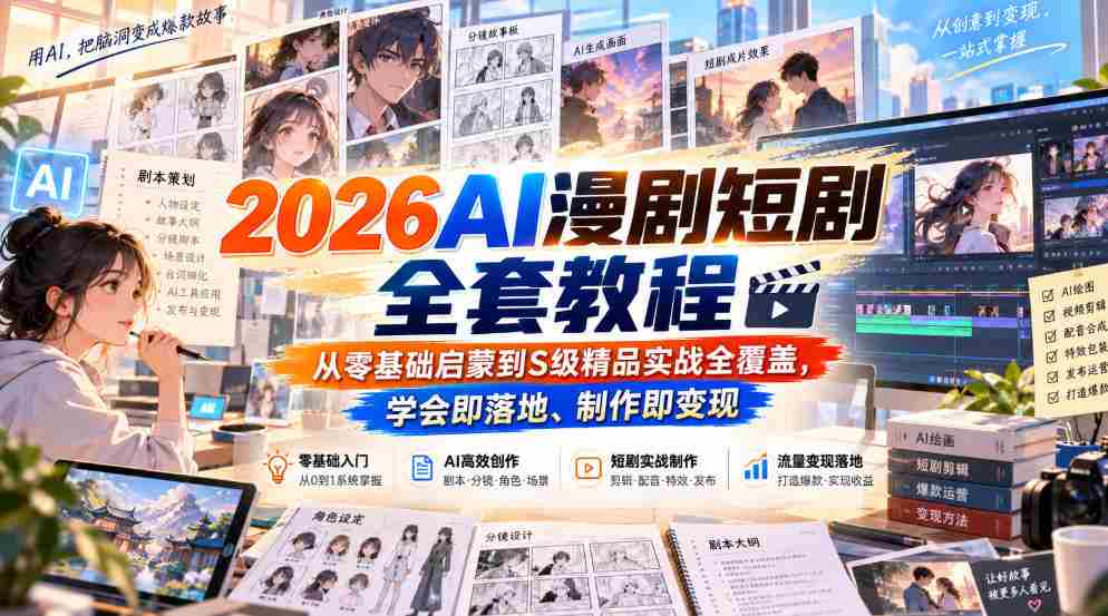 全解析】2026年AI动画剧集制作攻略：从新手起步至顶尖实战，学成即能盈利-有道网创