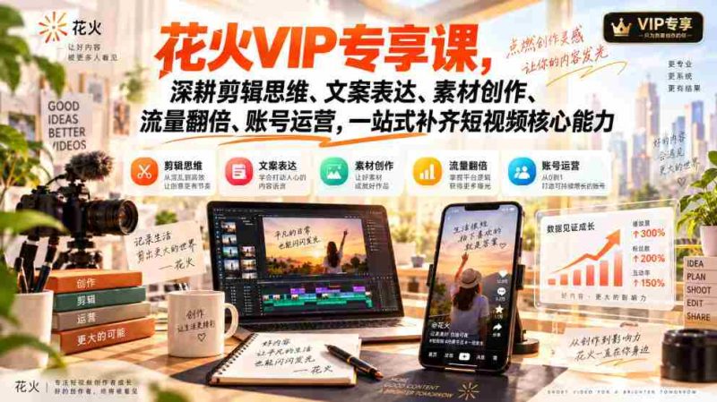 独家VIP课程:全方位提升短视频剪辑、文案、创作与运营,助你流量翻倍,一课掌握核心技能-有道网创