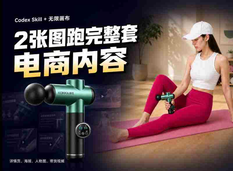 Codex+Skill+无限画布:两张图跑出一整套电商内容